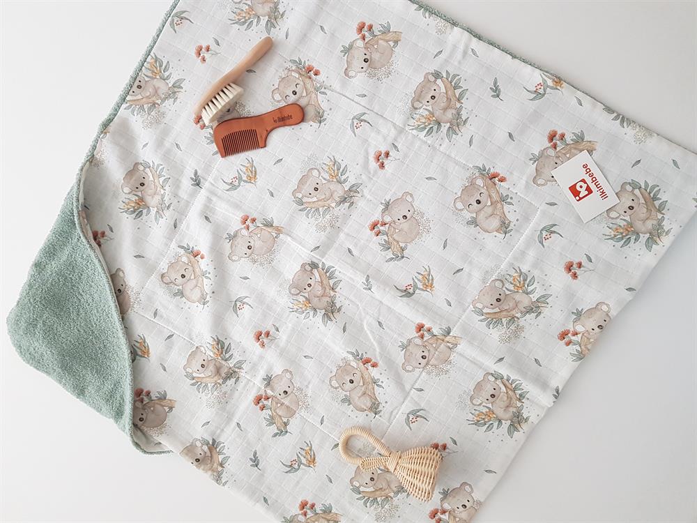 Koala Müslinli Çift Taraflı Kundak Bebek Havlusu 80x80
