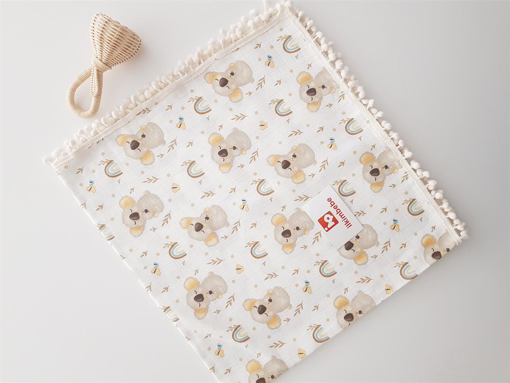 Koala Ponponlu Müslin Bebek Battaniyesi 85x90