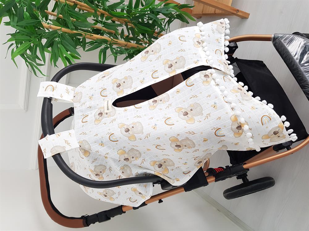 Koala Ponponlu Bebek Puset Örtüsü