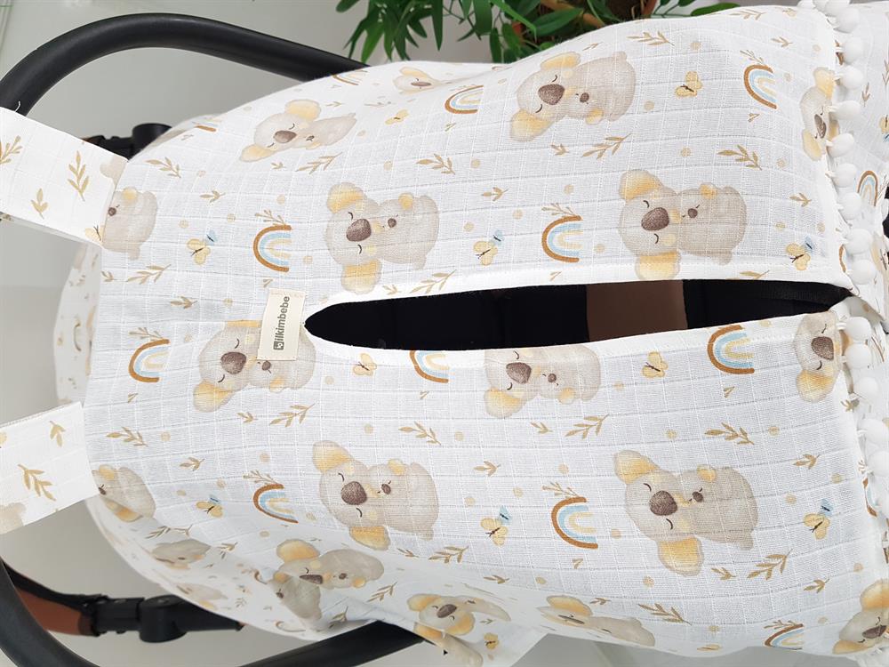 Koala Ponponlu Bebek Puset Örtüsü