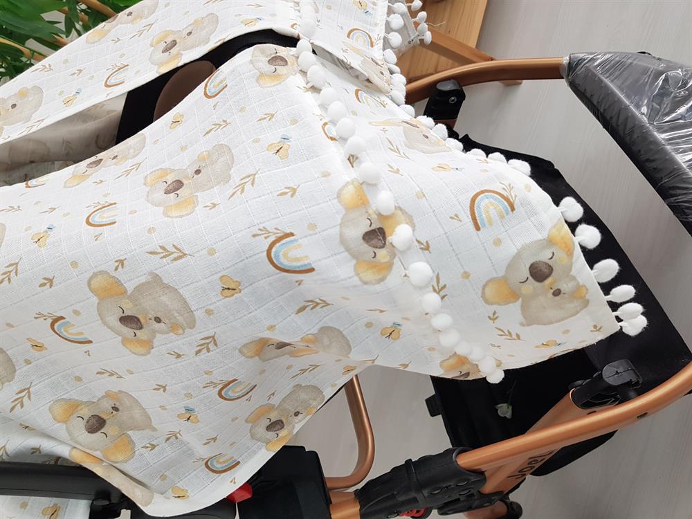 Koala Ponponlu Bebek Puset Örtüsü