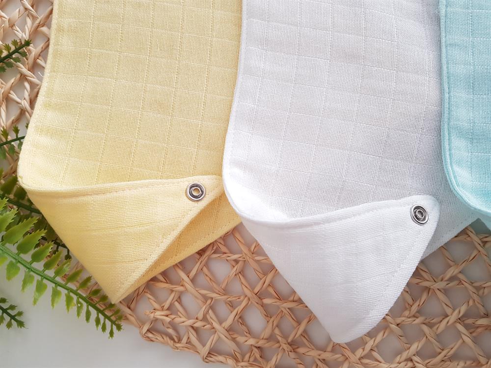 Çift Katlı Müslin Bebek 3lü Mama Önlüğü, Fular, Yakalık