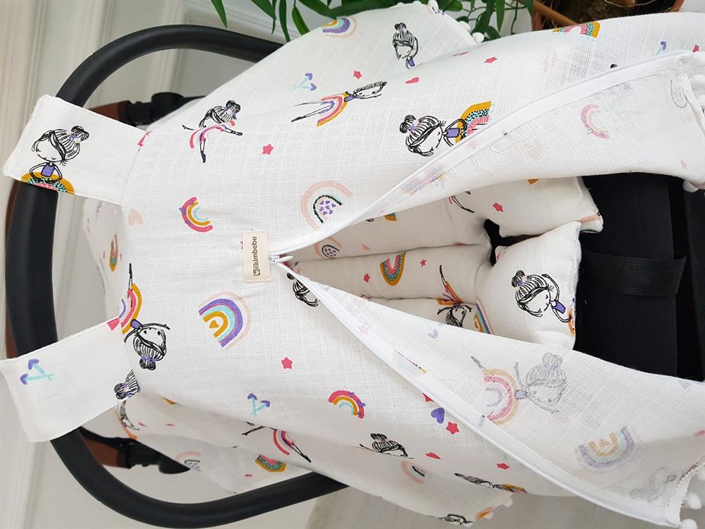 Peri Kızı Müslin Fermuarlı Puset Örtüsü ve Minderi