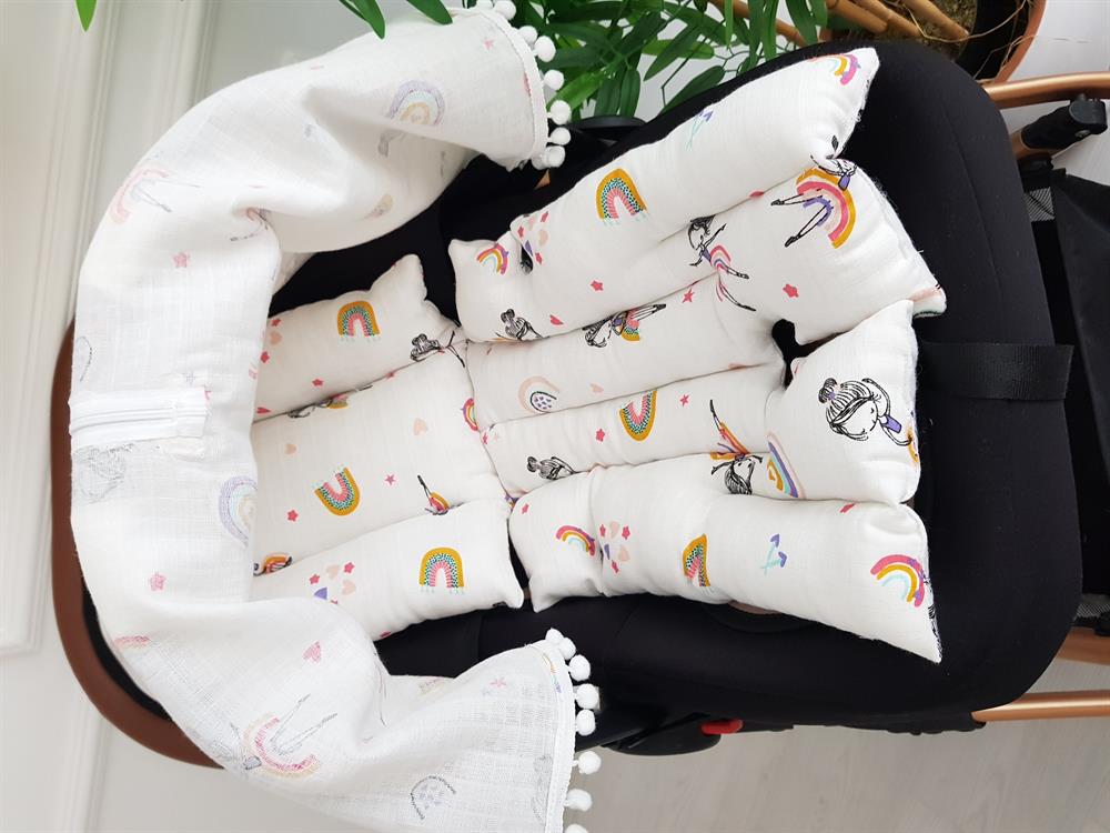 Peri Kızı Müslin Fermuarlı Puset Örtüsü ve Minderi