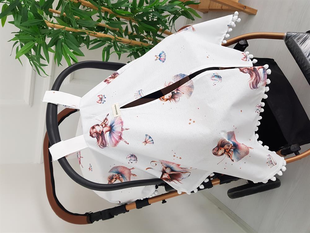 Peri Kızı Ponponlu Bebek Puset Örtüsü