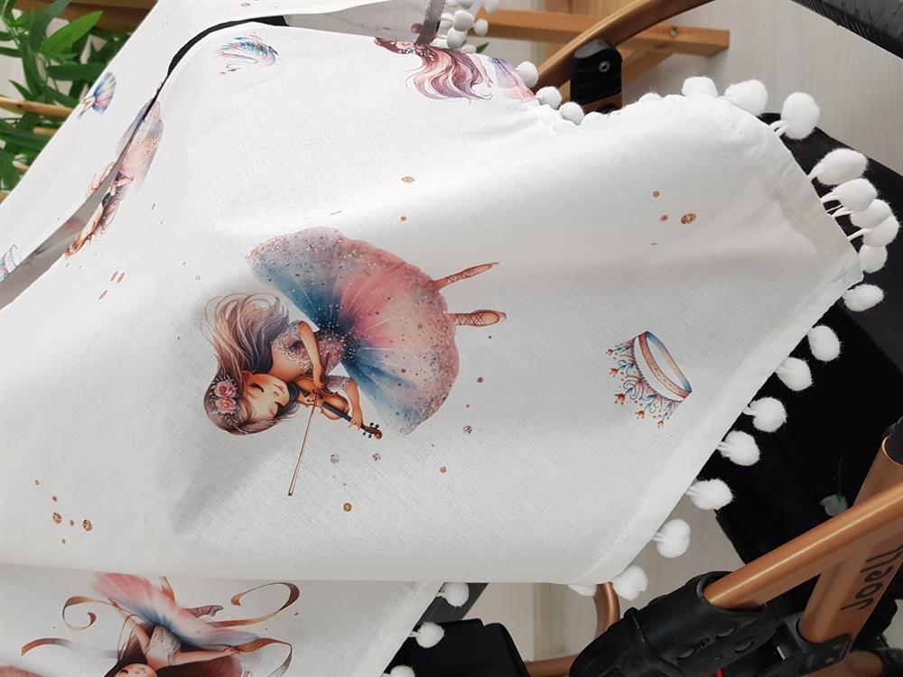 Peri Kızı Ponponlu Bebek Puset Örtüsü