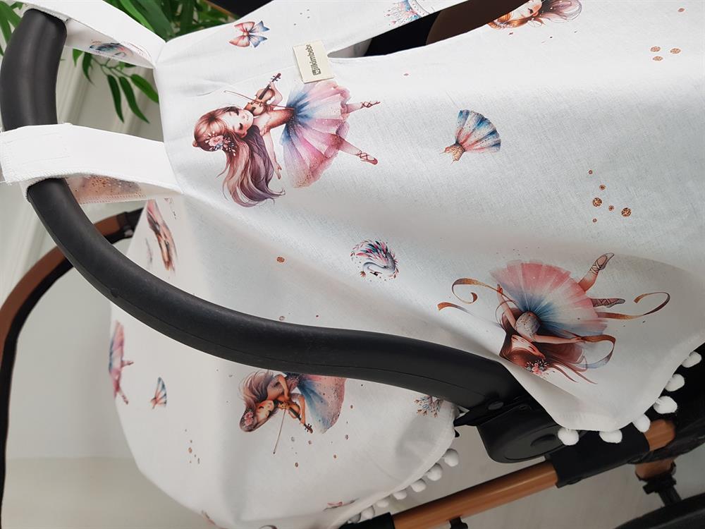 Peri Kızı Ponponlu Bebek Puset Örtüsü