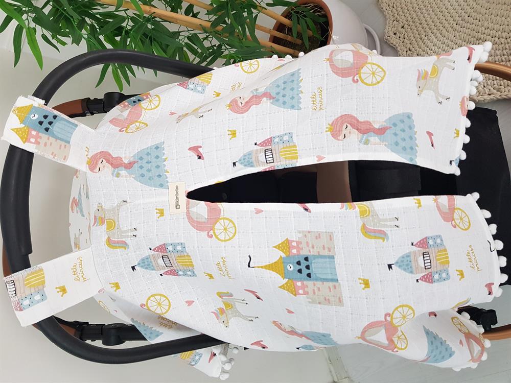 Prenses Ponponlu Bebek Puset Örtüsü