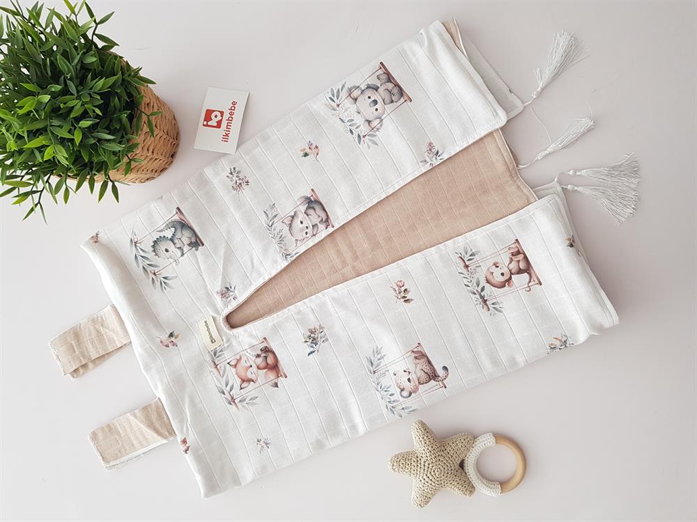 Salıncaklı Hayvanlar Çift Taraflı Bebek Puset Örtüsü