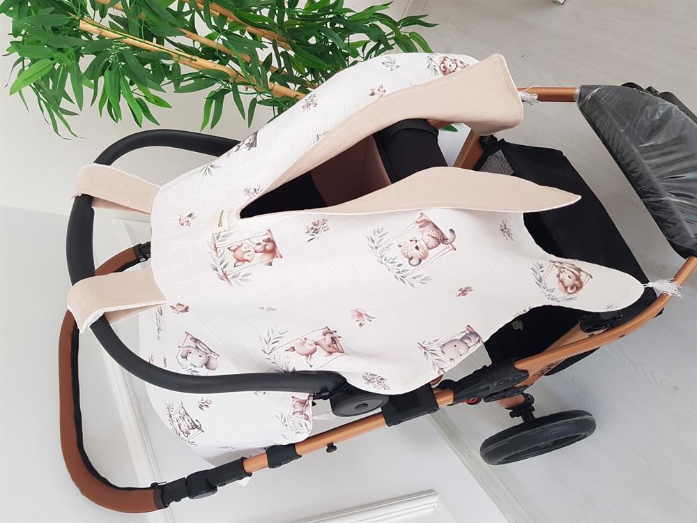 Salıncaklı Hayvanlar Çift Taraflı Bebek Puset Örtüsü