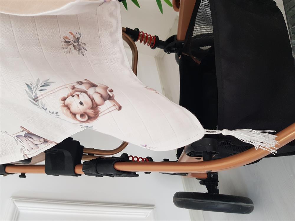 Salıncaklı Hayvanlar Çift Taraflı Bebek Puset Örtüsü