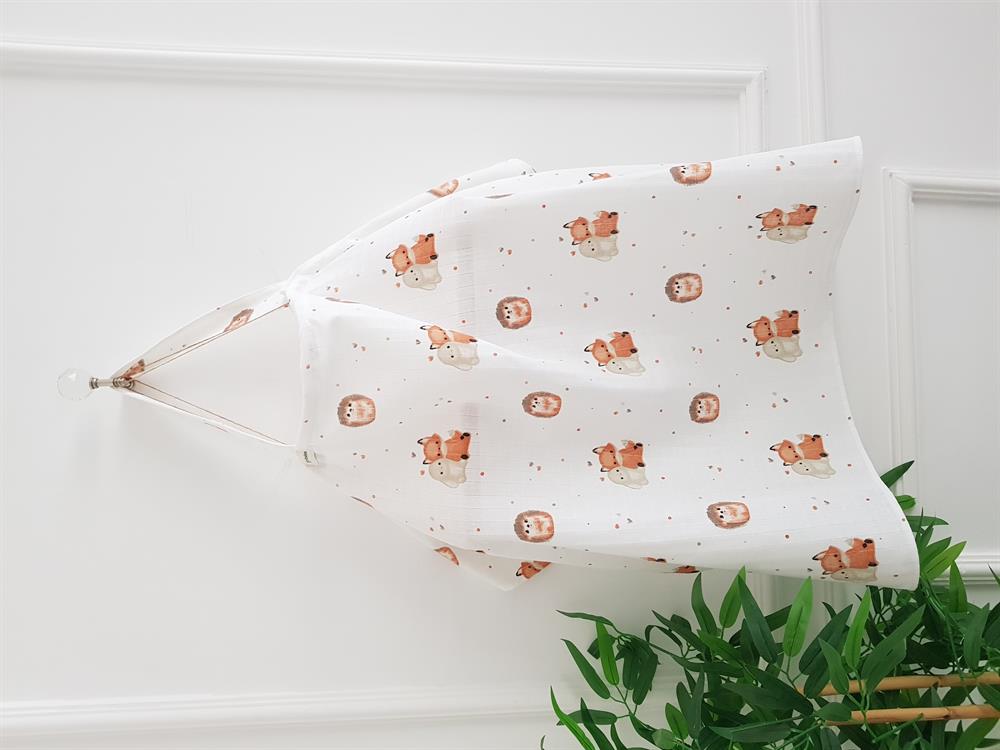 Tilki Tavşan Konforlu Balenli Emzirme Önlüğü , Örtüsü - 70x100 Cm , Anne Bebek