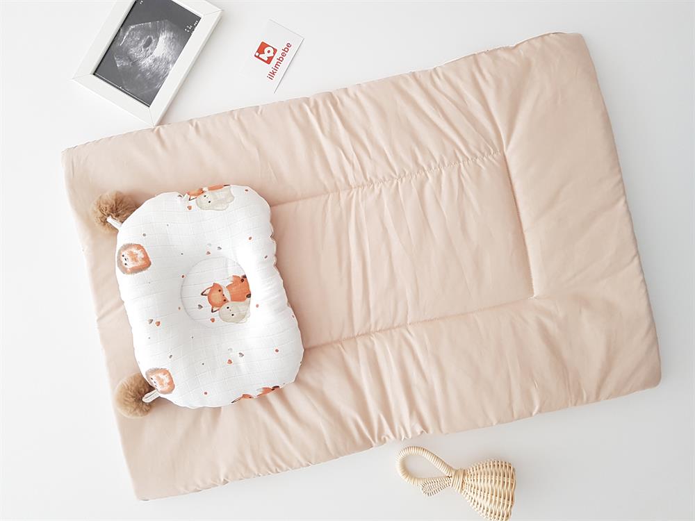 Tilki Tavşan Büyük Ponponlu Müslin Bebek Battaniyeli 3lü Alt Açma Seti