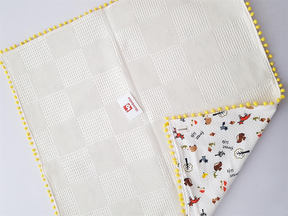 Tilkili Ponponlu Pikeli Bebek Battaniyesi 85x90