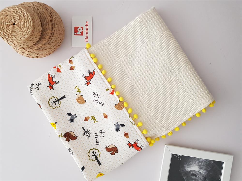Tilkili Ponponlu Pikeli Bebek Battaniyesi 85x90
