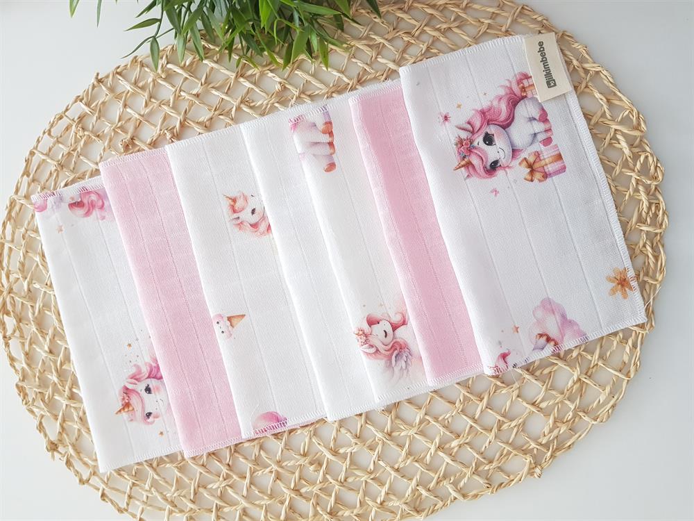 Unicorn 7li Müslin Bebek Ağız Silme Mendili