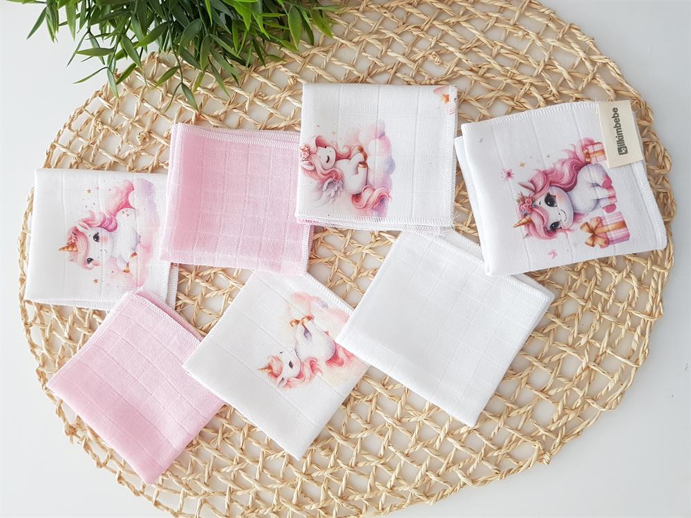 Unicorn 7li Müslin Bebek Ağız Silme Mendili
