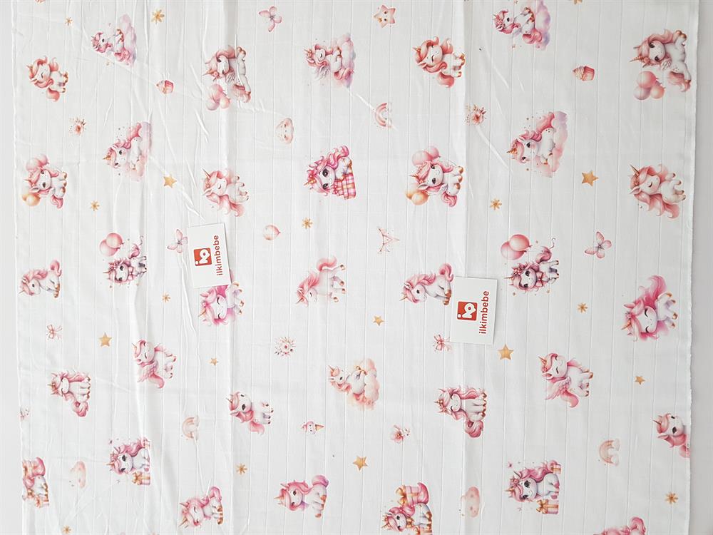 Unicorn Müslin Bebek Battaniyesi Mendil Seti 85x90