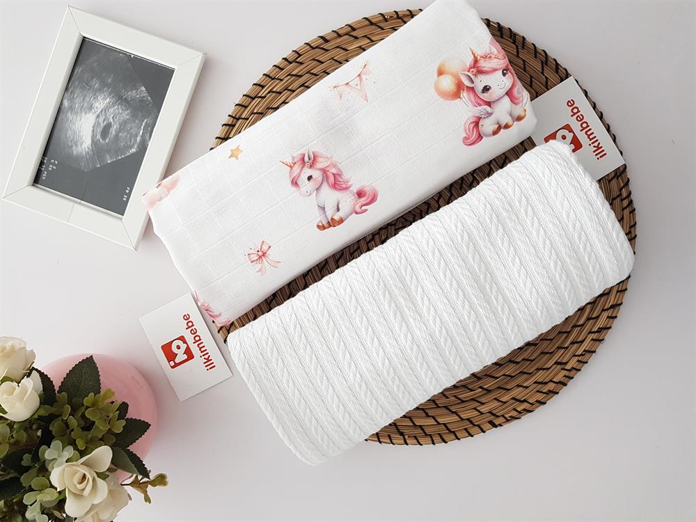 Unicorn Müslin Pike 2li Bebek Battaniyesi