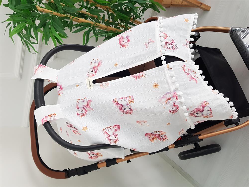 Unicorn Ponponlu Bebek Puset Örtüsü