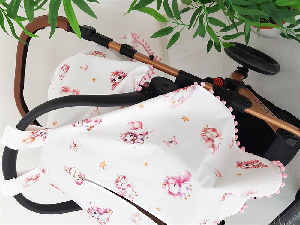 Unicorn Ponponlu Bebek Puset Örtüsü