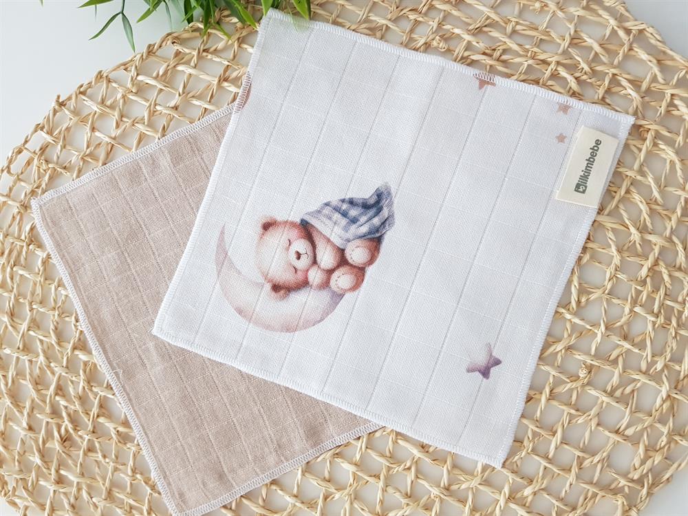 Uyuyan Ayı 7li Müslin Bebek Ağız Silme Mendili