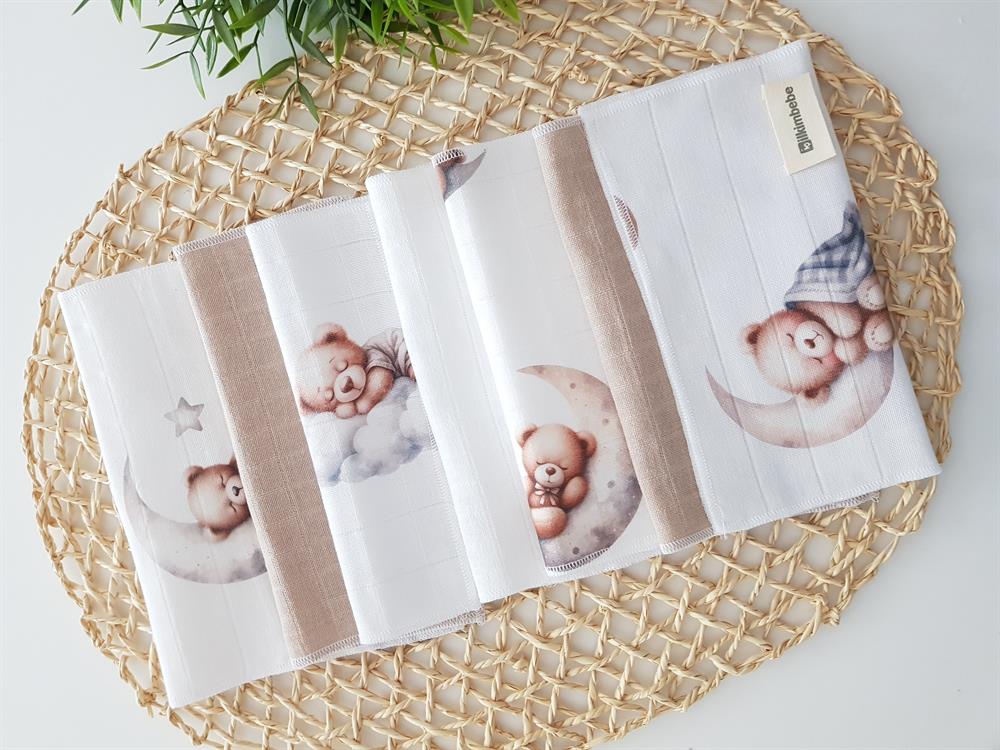 Uyuyan Ayı 7li Müslin Bebek Ağız Silme Mendili