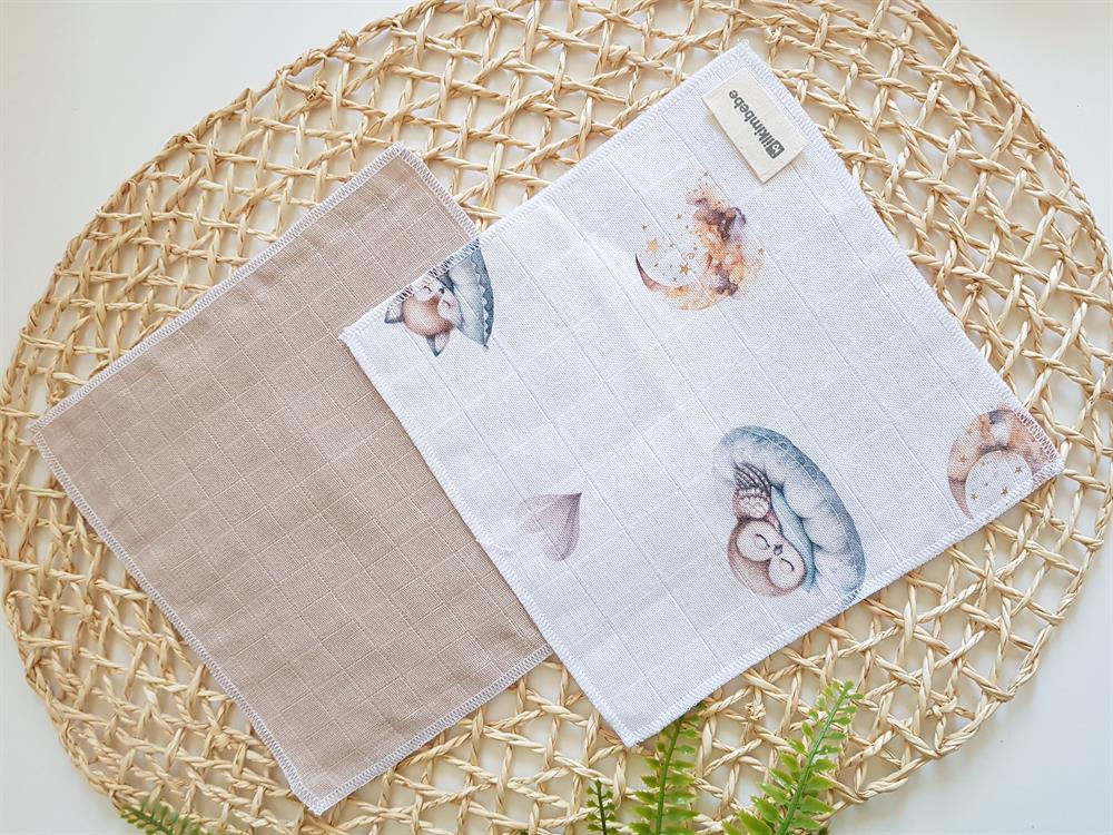 Uyuyan Hayvanlar 7li Müslin Bebek Ağız Silme Mendili