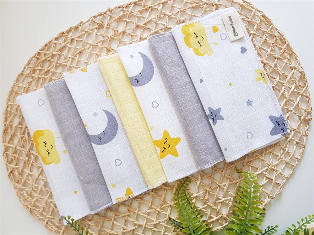 Yıldız Bulut 7li Müslin Bebek Ağız Silme Mendili