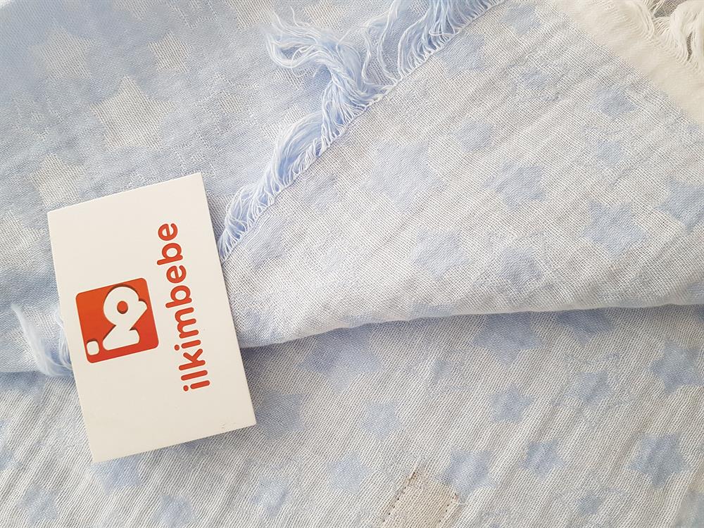 Yıldızlı Püsküllü Müslin Bebek Battaniyesi 120x120