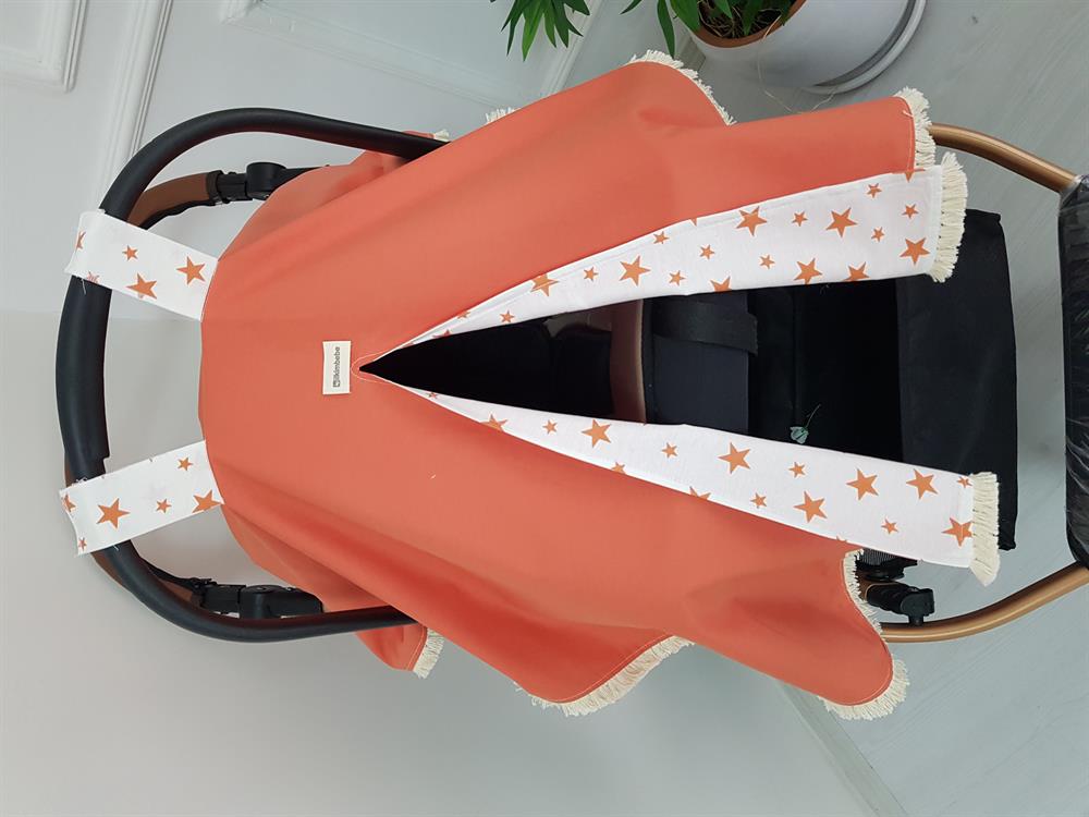 Yıldızlı Püsküllü Çift Taraflı Bebek Puset Örtüsü