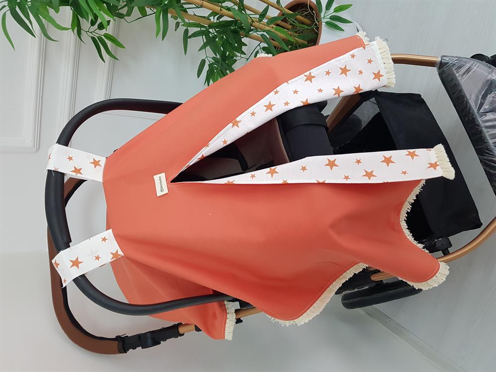 Yıldızlı Püsküllü Çift Taraflı Bebek Puset Örtüsü