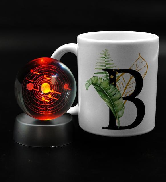 3D Samanyolu Galaksi Temalı Işıklı Kar Küresi & Kişiye Özel Tasarım Harf Kupa