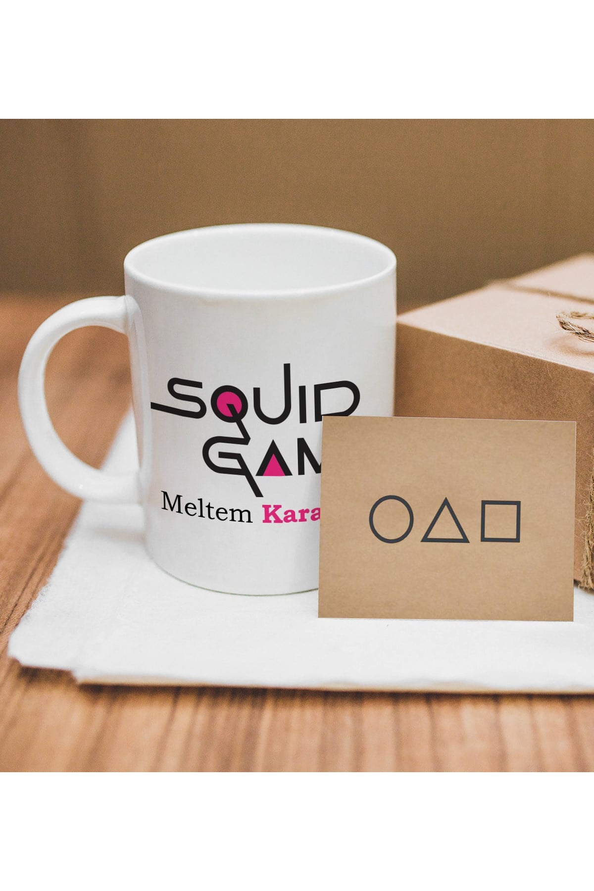 Kişiye Özel Squid Game Tasarımlı Kupa & Davet Kartı Seti