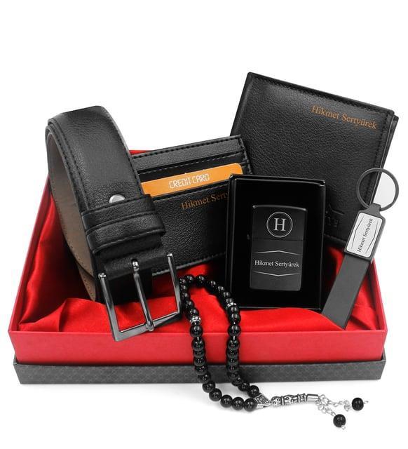 Özel Kutulu Kemer & Zippo Model Çakmak & Cüzdan & Anahtarlık & Kartvizit & Tesbih Hediye Seti