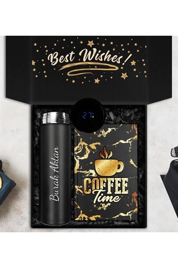 Kişiye Özel 500 ML Dereceli Termos & Tasarım Defter Hediye Seti