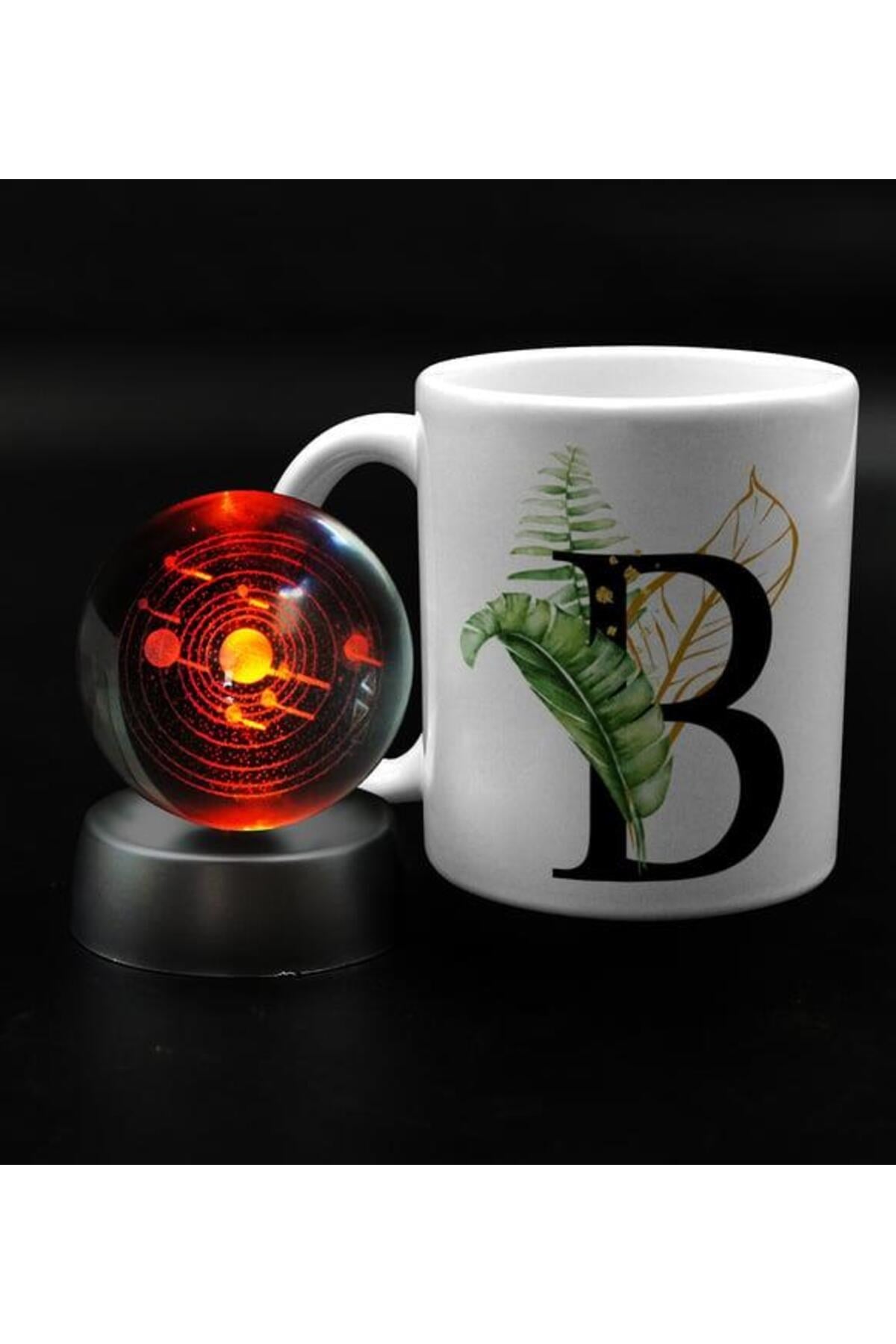 3D Samanyolu Galaksi Temalı Işıklı Kar Küresi & Kişiye Özel Tasarım Harf Kupa