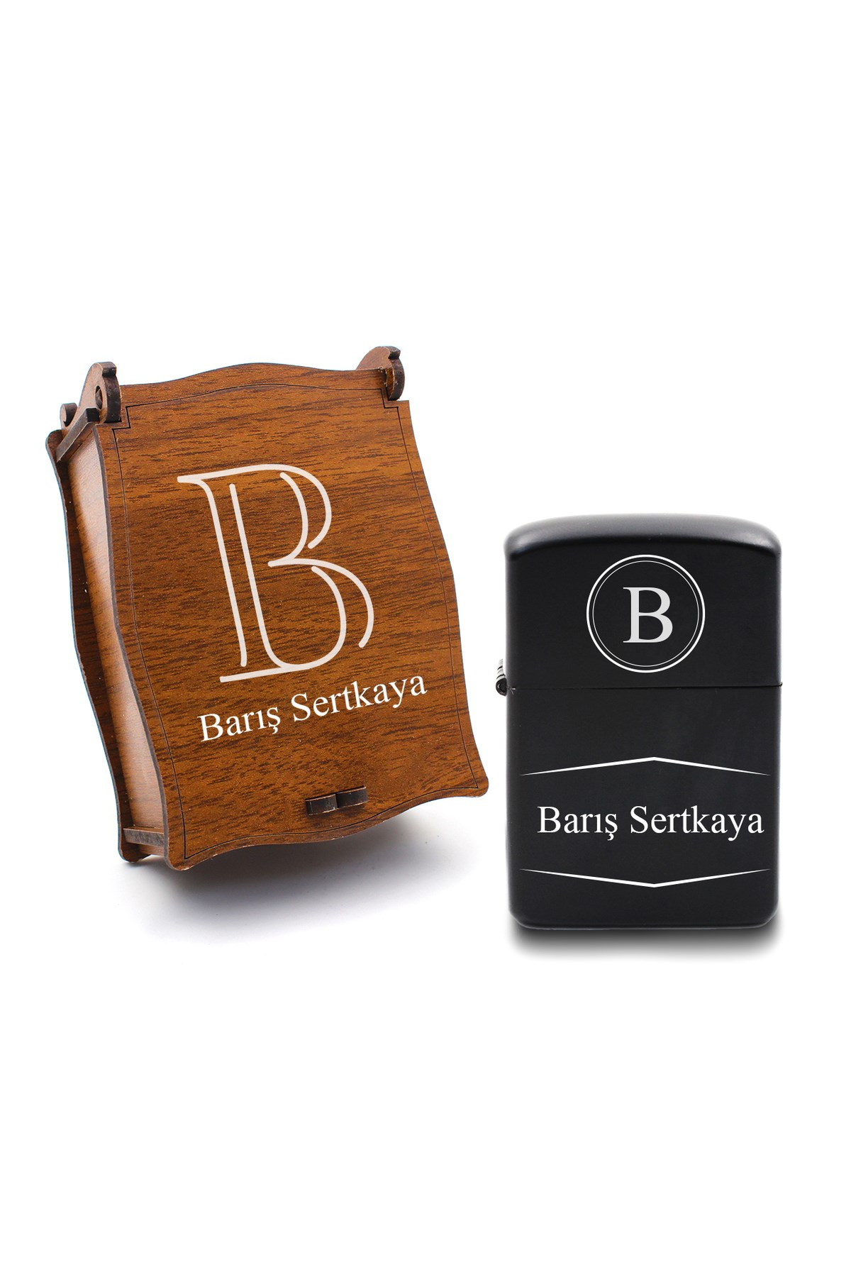 Ahşap Kutulu Kişiye Özel Zippo Model Çakmak