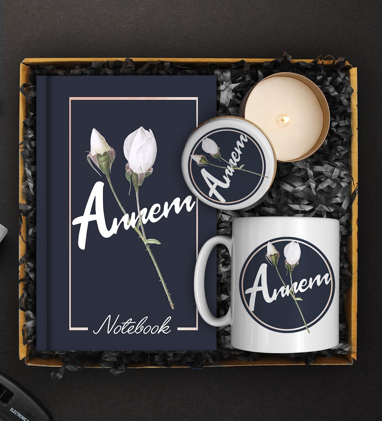 Anneler Gününe Özel Tasarım Defter & Kupa & Kokulu Mum Hediye Seti