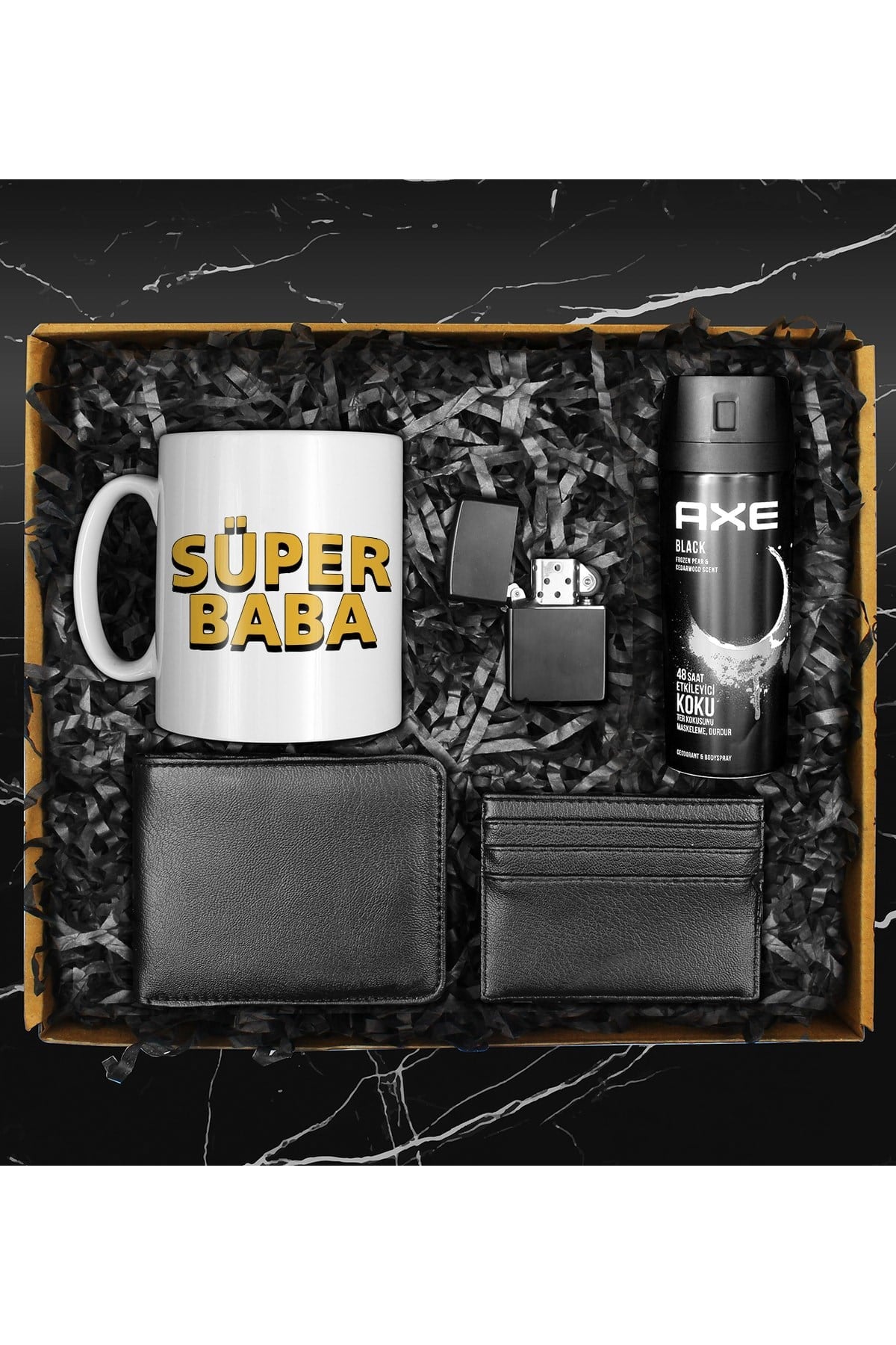 Babalar Gününe Özel Deodorant & Çakmak & Özel Tasarım Kupa & Cüzdan & Kartvizit