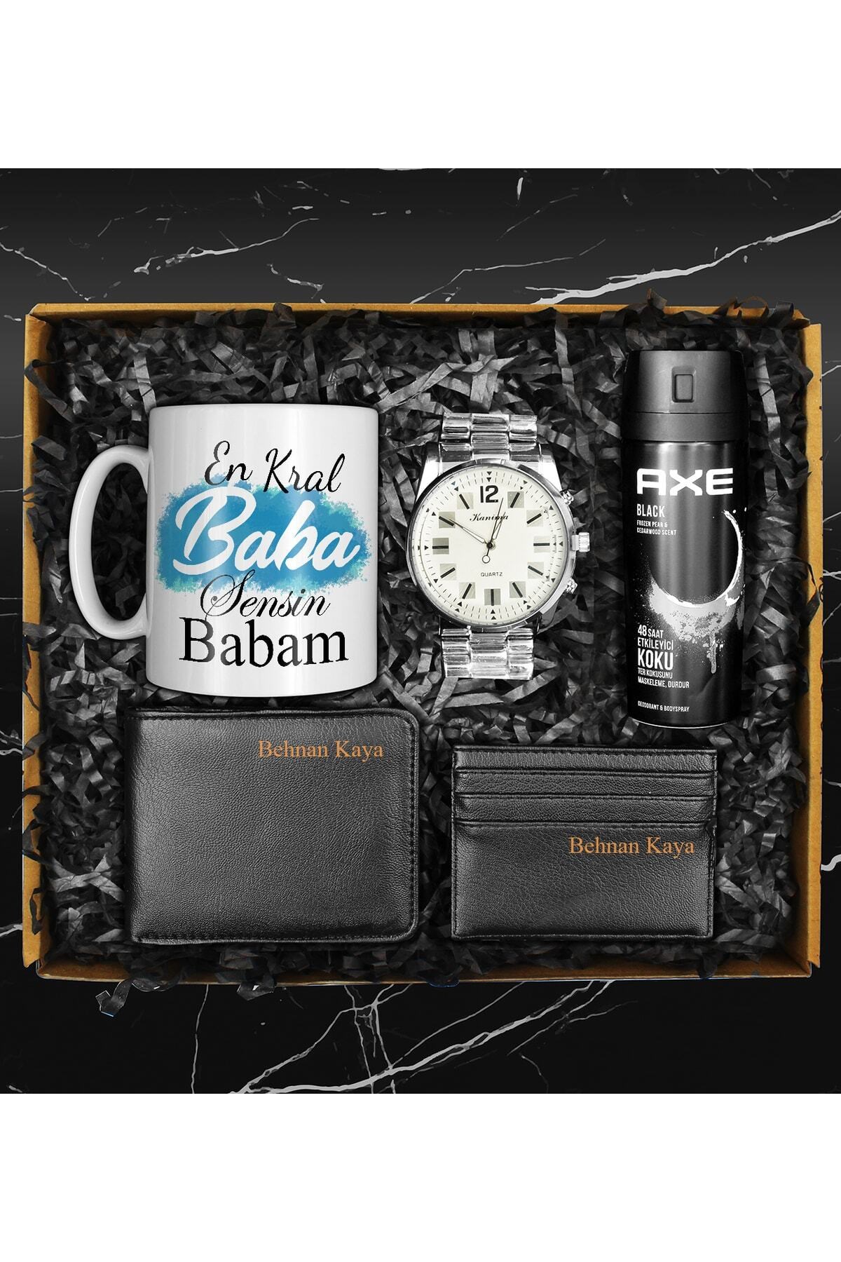 Babalar Gününe Özel Deodorant & Metal Kordon Saat & Özel Tasarım Kupa & Cüzdan & Kartvizitlik