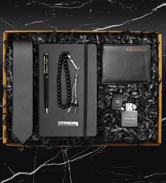 Kişiye Özel Cüzdan & Exclusive Kravat & Zippo Model Çakmak & Defter & Kalem & Tesbih Hediye Seti