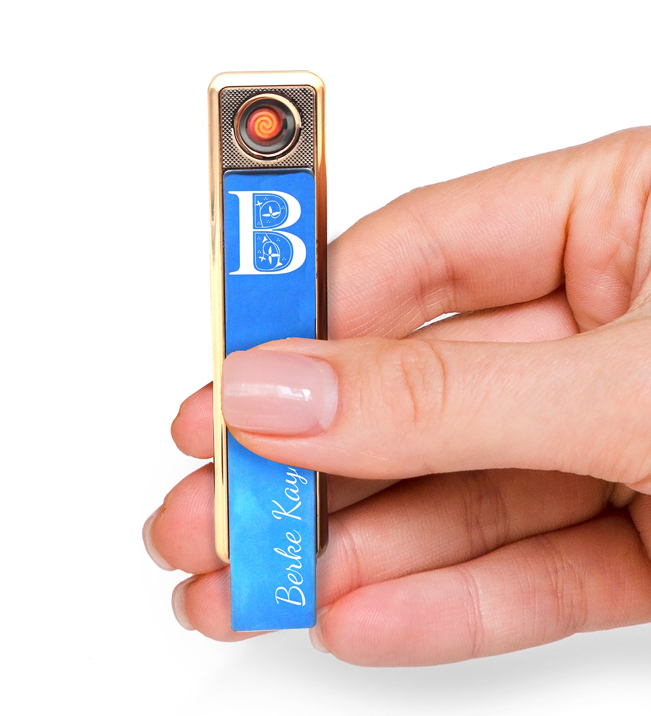 Mavi Şarjlı Usb'li Dokunmatik Mavi Elektronik Çakmak