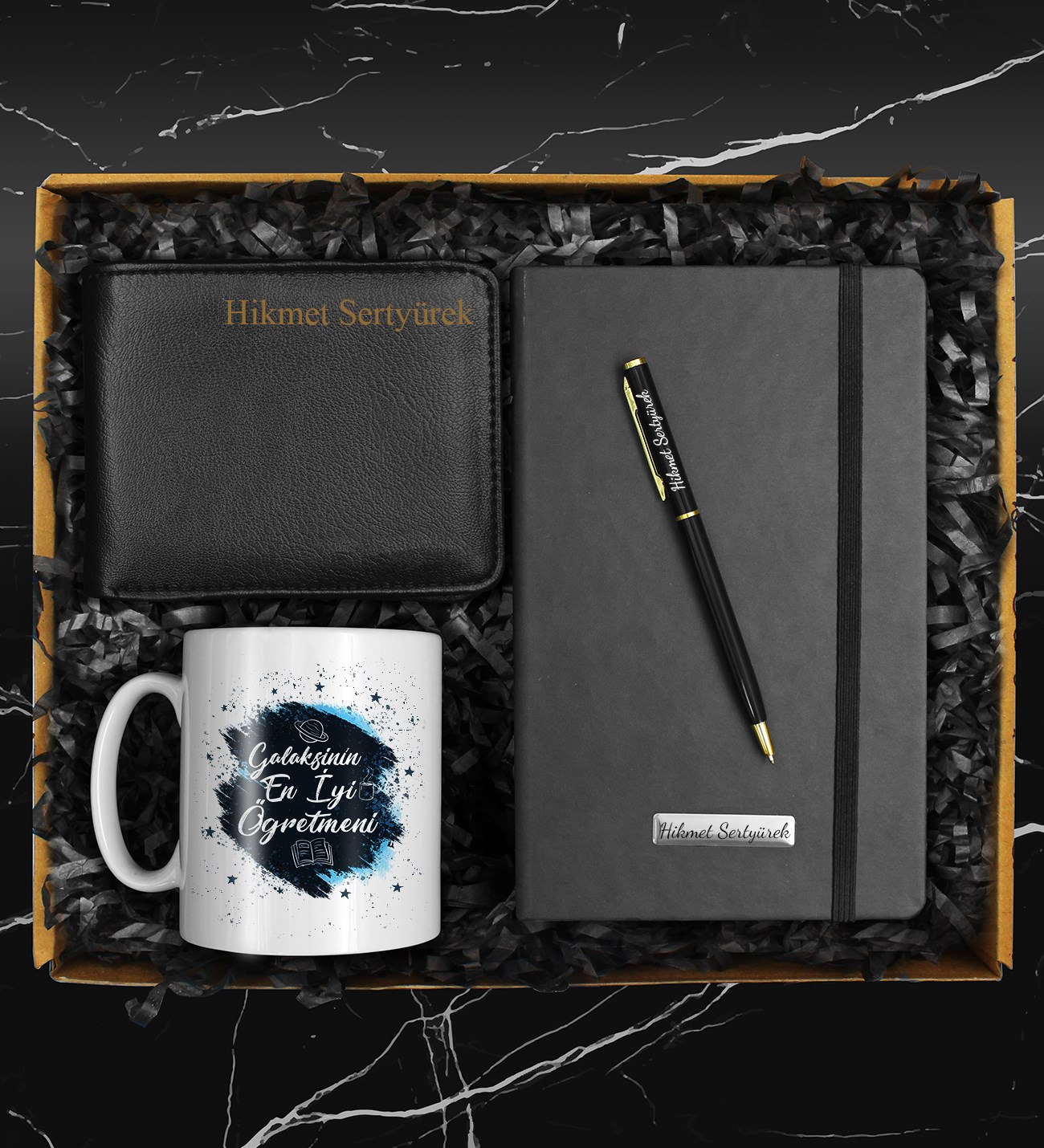 Öğretmenler Gününe Özel Galaksinin En Iyi Öğretmeni Kupası &defter & Deri Kılıflı Kalem & Cüzdan