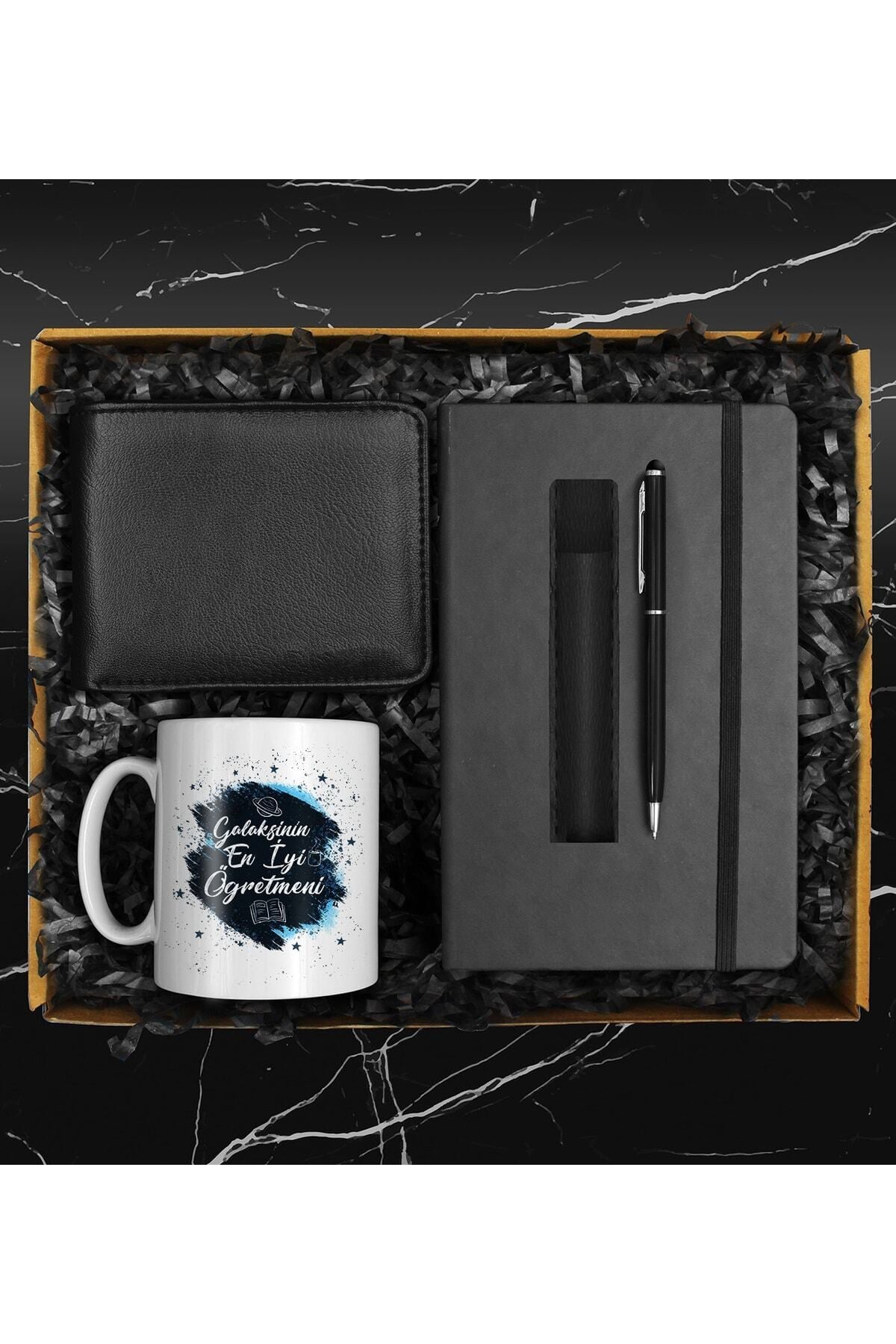 Öğretmenler Gününe Özel Galaksinin En Iyi Öğretmeni Kupası &defter & Deri Kılıflı Kalem & Cüzdan