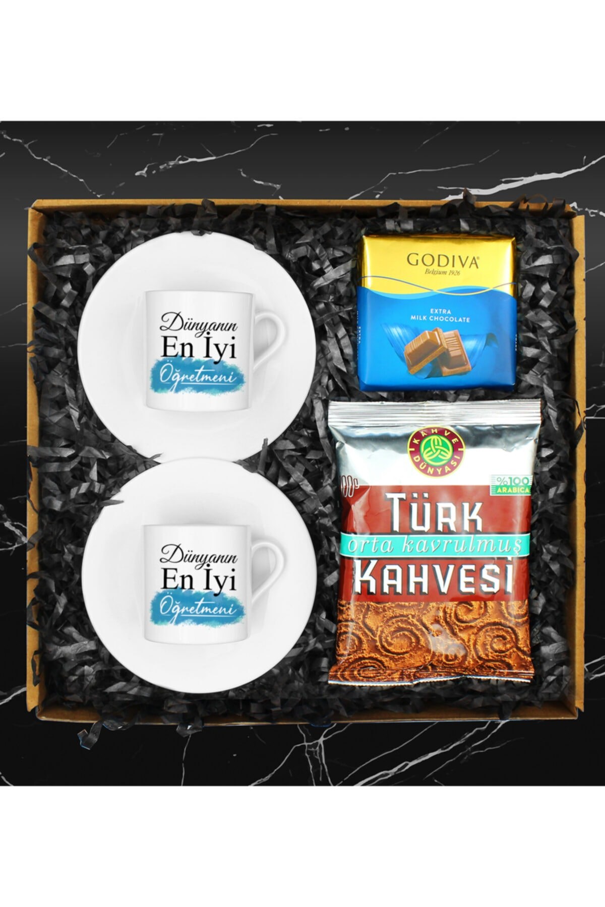 Öğretmenler Gününe Özel Ikili Porselen Türk Kahvesi & Kahve Dünyası Türk Kahvesi & Godiva