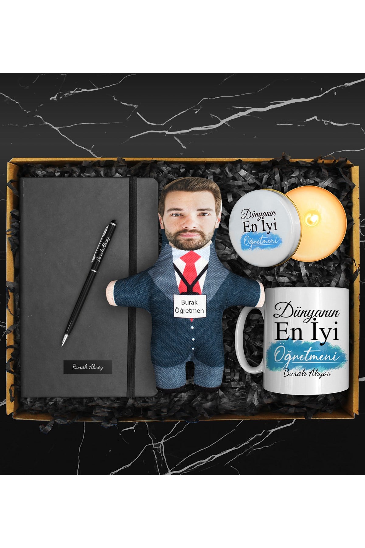 Öğretmenler Gününe Özel Kişiye Özel Peluş Oyuncak & Tasarım Kupa & Defter & Mum & Touch Pen Kalem