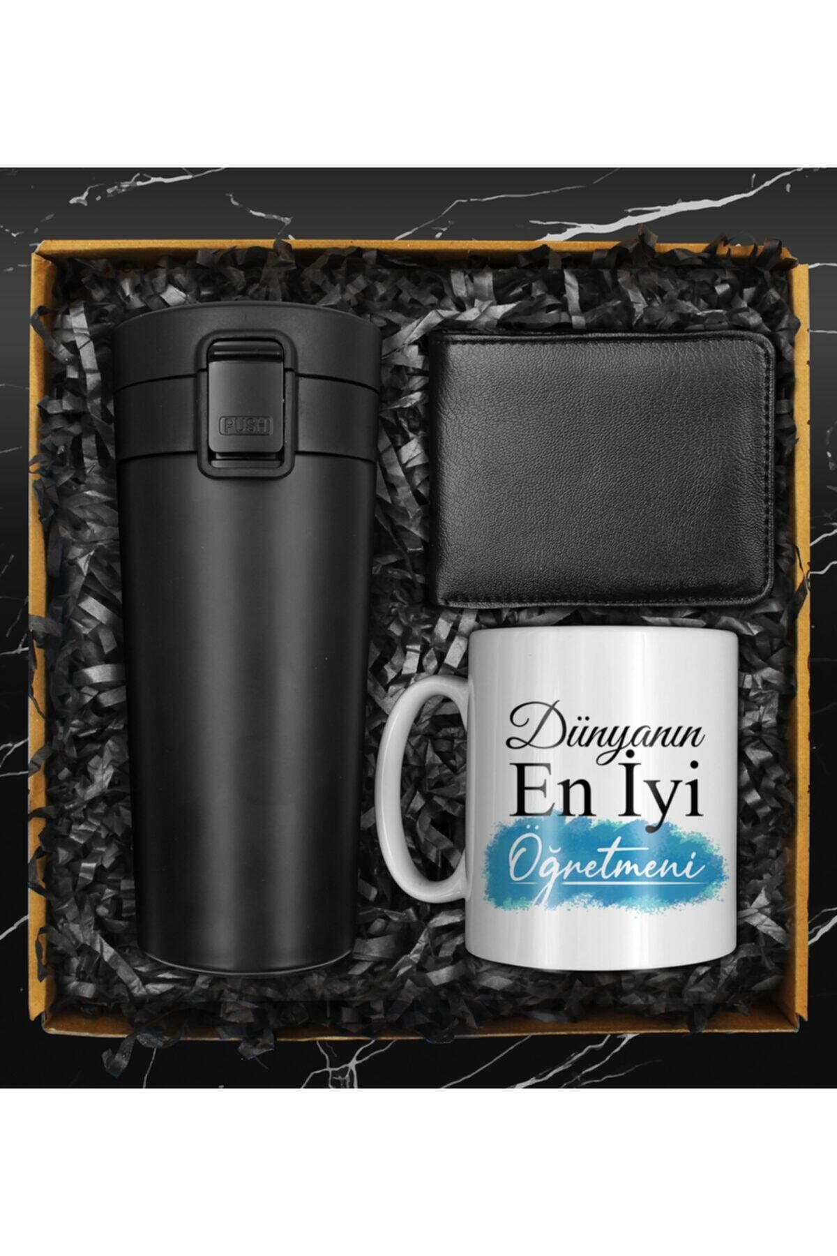 Öğretmenler Gününe Özel Otomatik Basmalı Çelik Termos & Tasarım Kupa & Cüzdan