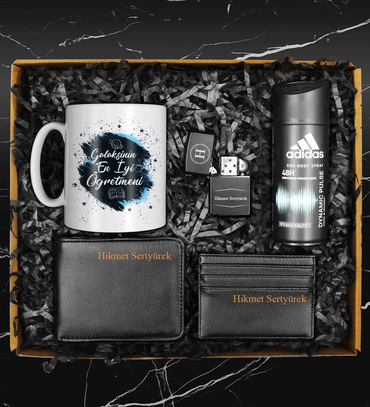 Öğretmenler Gününe Özel Tasarım Kupa & Cüzdan & Kartvizitlik & Çakmak & Erkek Deodorant