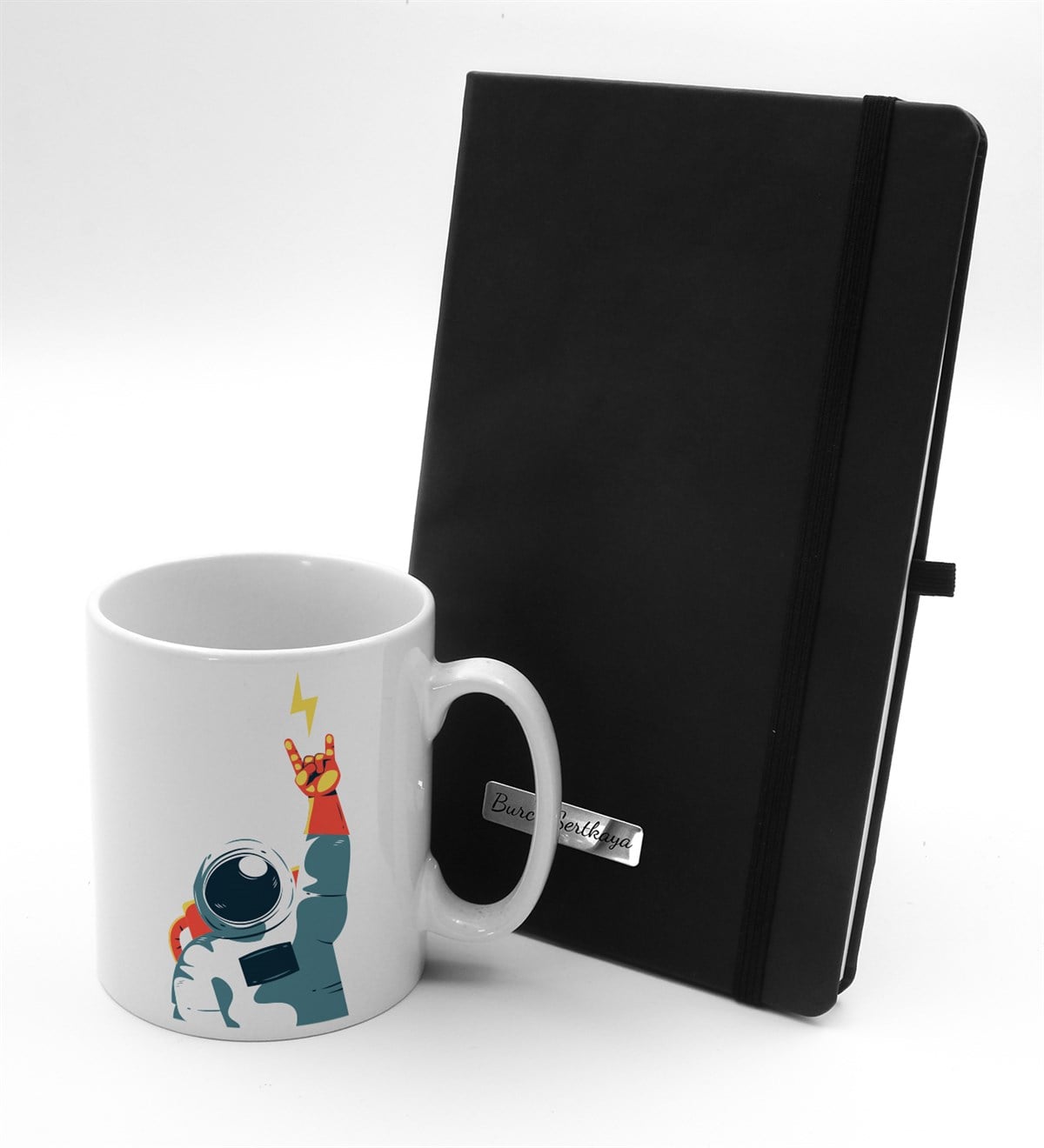 Özel Tasarım Astronot Kupa & Kişiye Özel Plakalı Defter